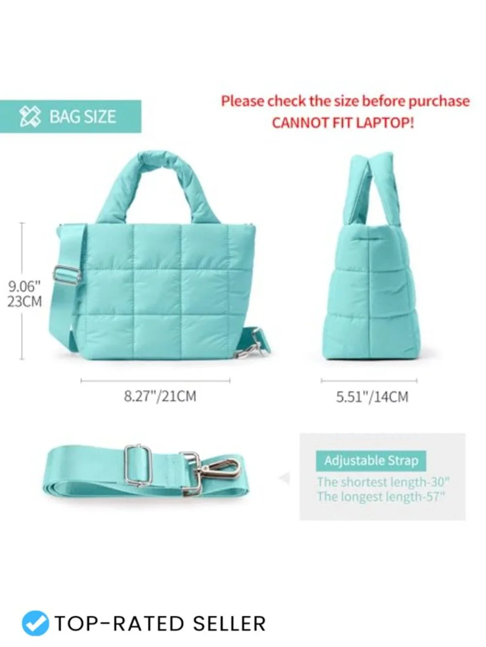 Quilted Puffer Tote Bag Crossbody Waterproof Nylon Shoulder Handbag